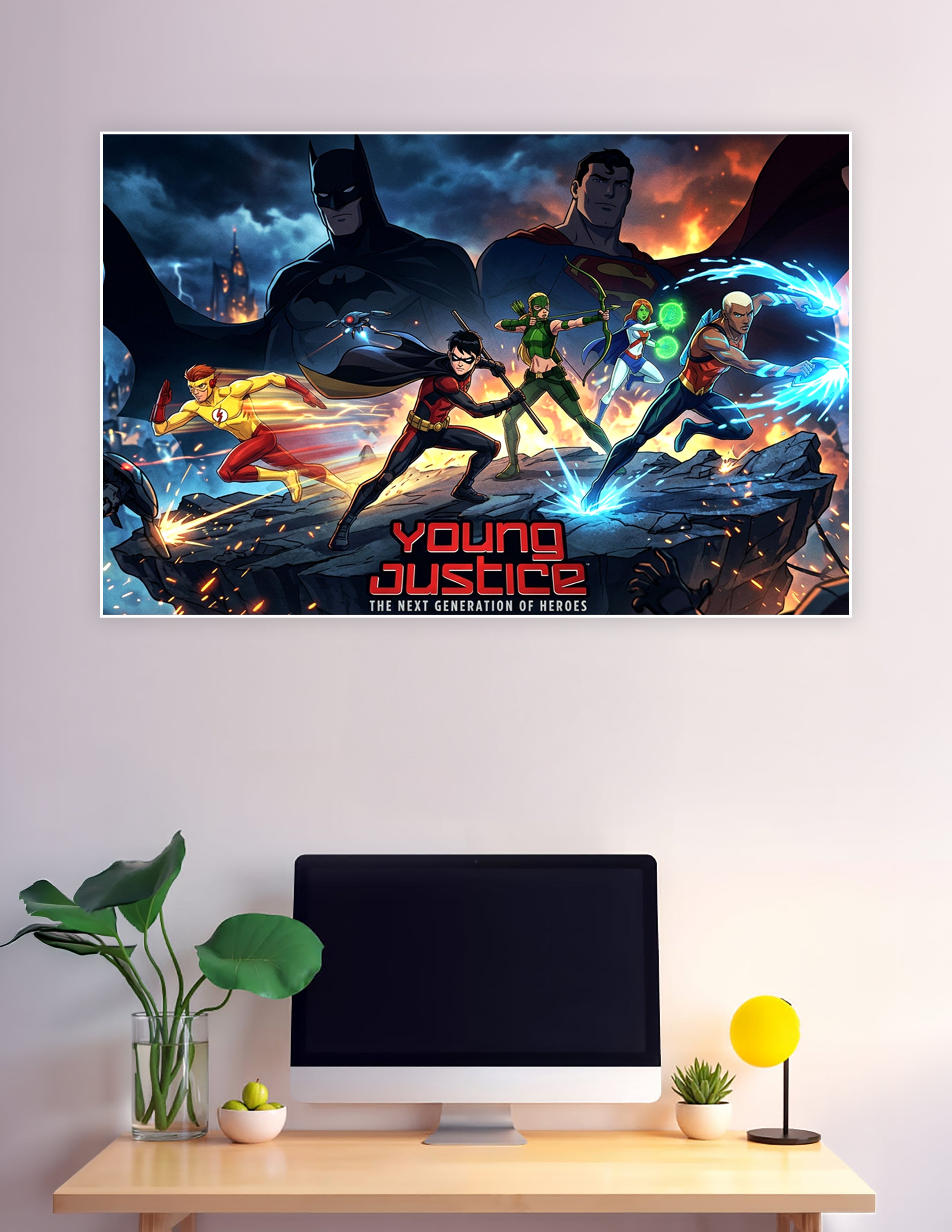 Young Justice animated series poster with DC superhero team