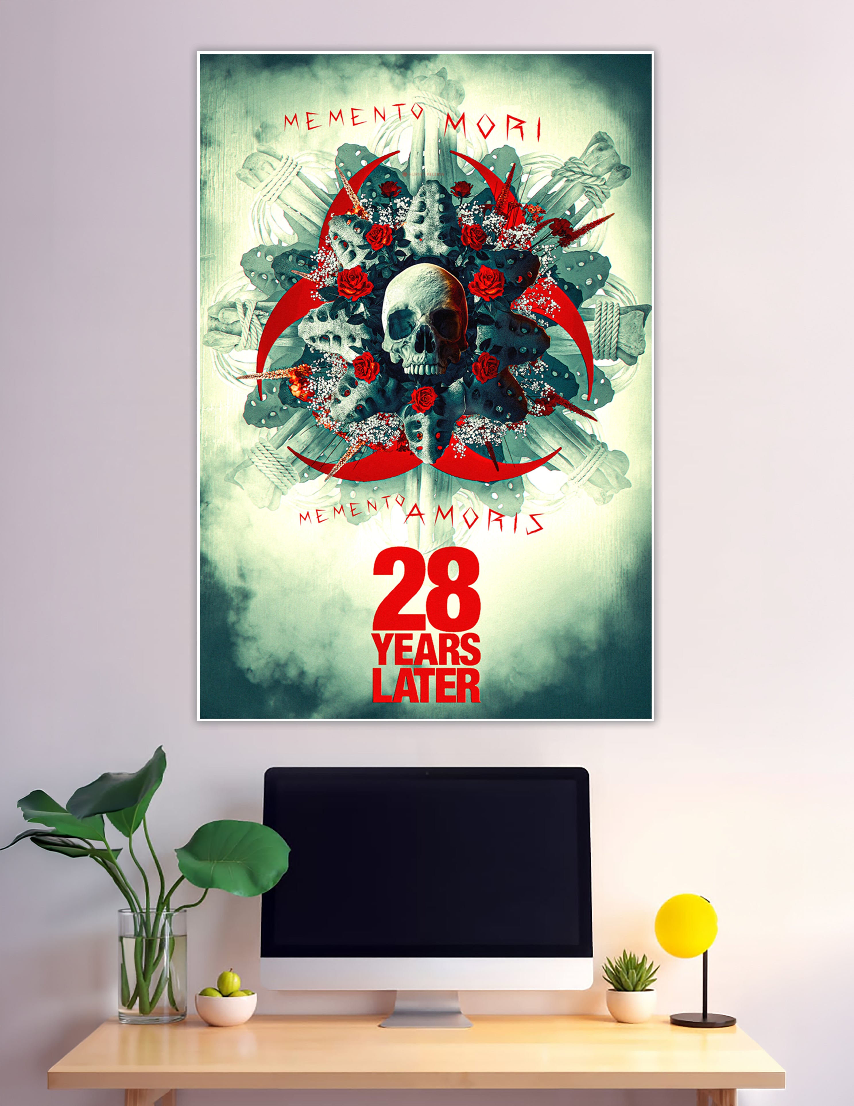 28 Years Later skull roses biohazard horror movie poster