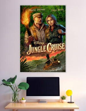 Disney Jungle Cruise poster with Dwayne Johnson and Emily Blunt