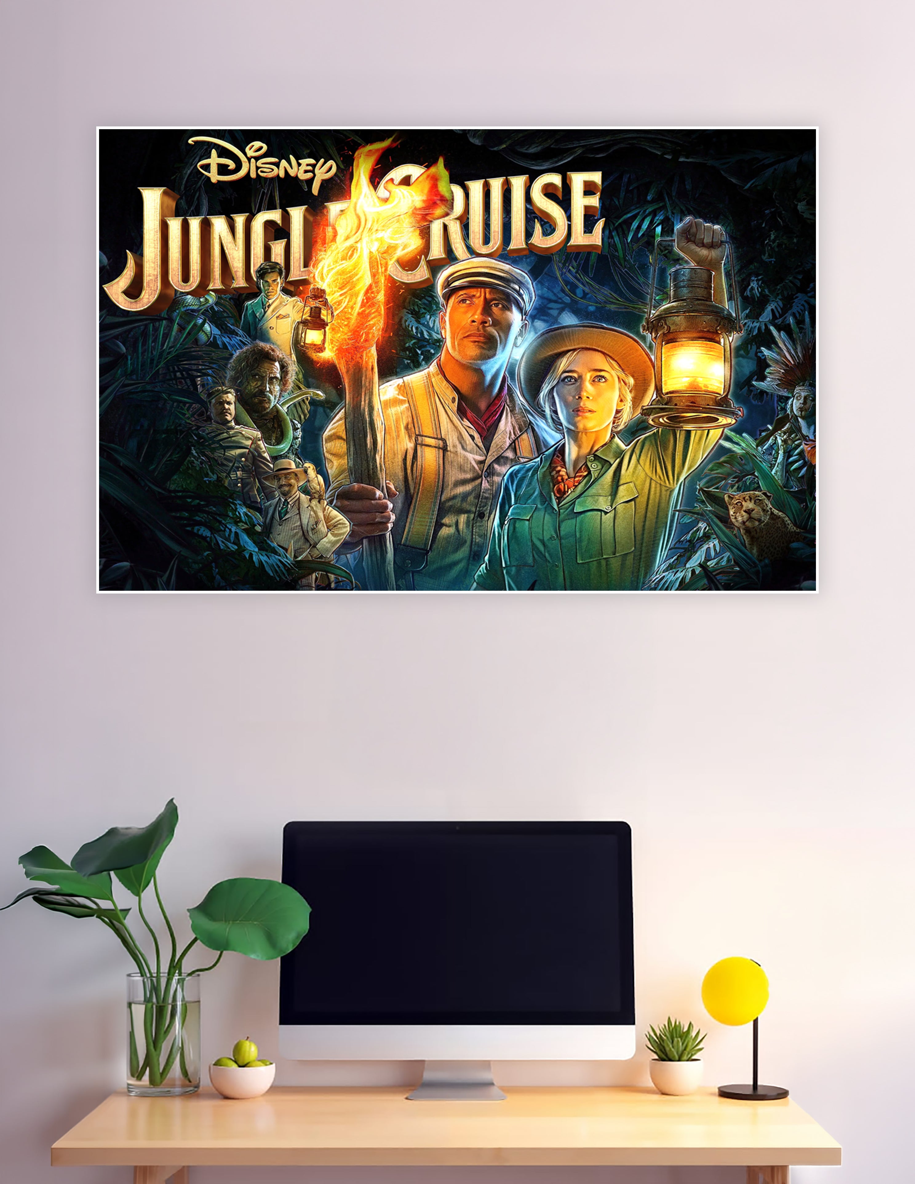 Disney Jungle Cruise movie poster with Dwayne Johnson and Emily Blunt