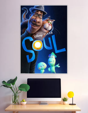 Disney Pixar Soul official movie poster with Joe Gardner and cat