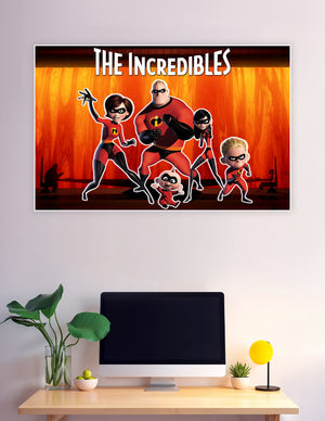 The Incredibles Pixar superhero family poster red suits