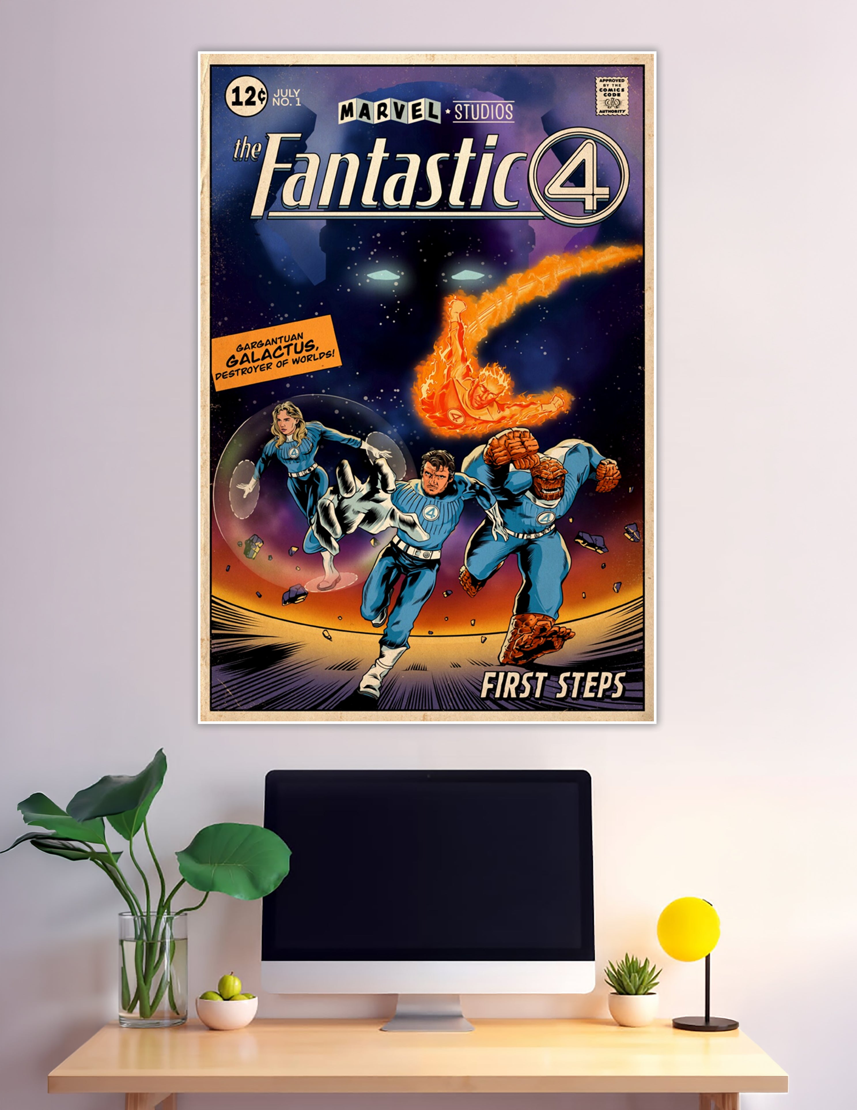 Retro Fantastic Four Marvel comic book style poster