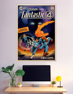 Retro Fantastic Four Marvel comic book style poster