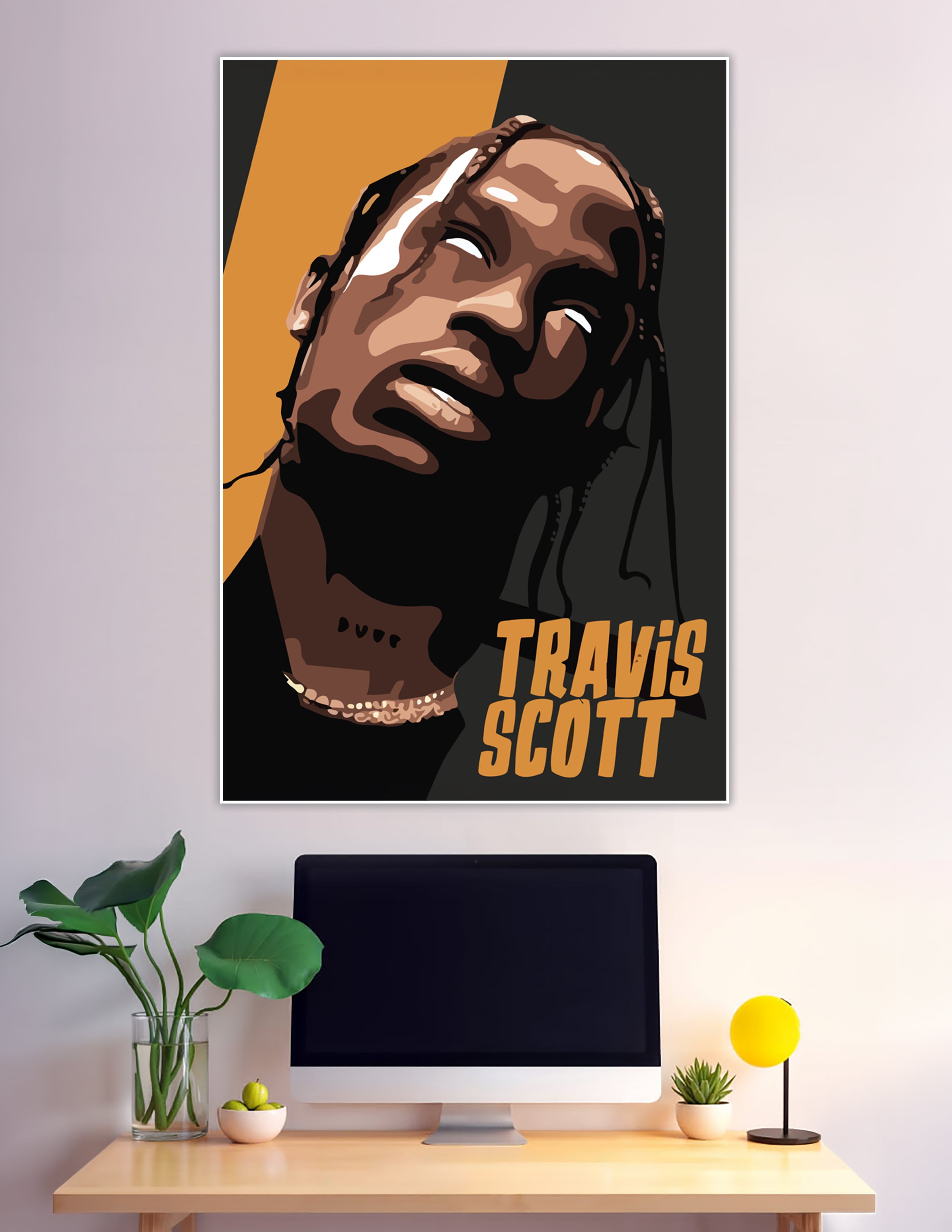 Bold vector art portrait poster of Travis Scott