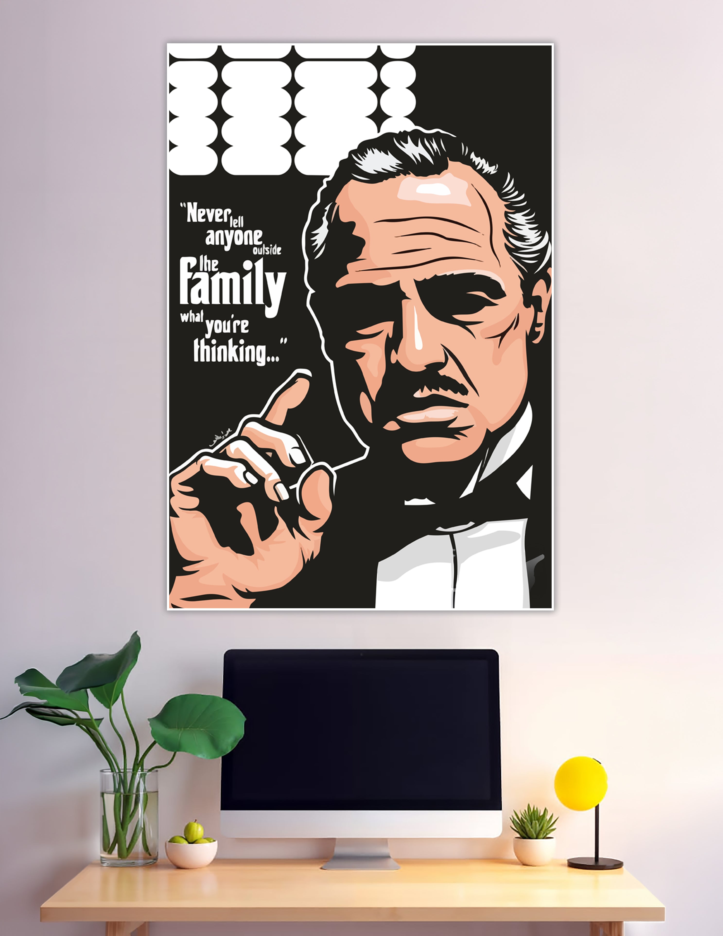 Pop art Godfather poster with Don Corleone family quote