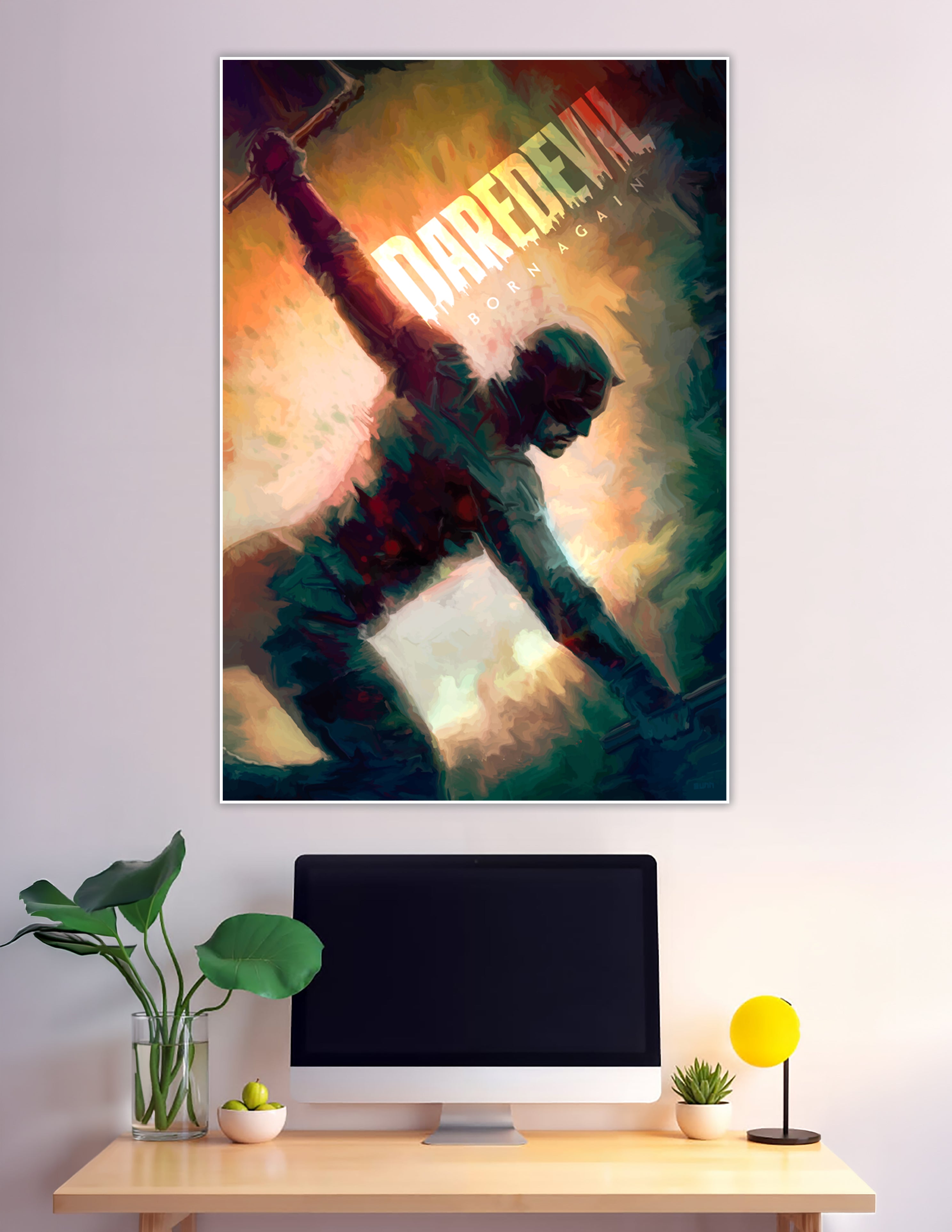 Daredevil Born Again dynamic painted superhero art poster