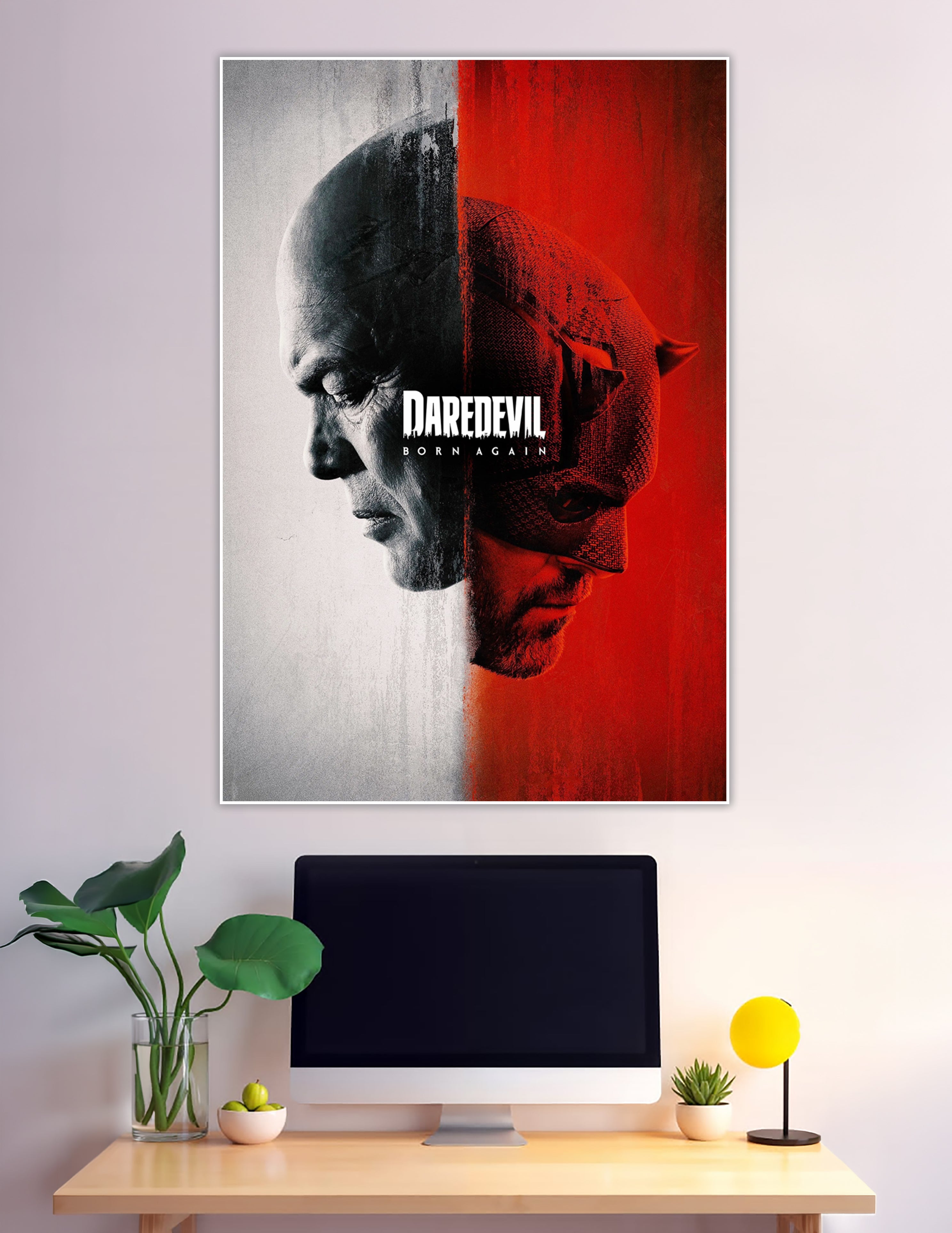 Daredevil Born Again split-face Marvel TV series poster