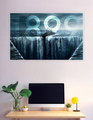 1899 series poster steamship sailing over ocean abyss