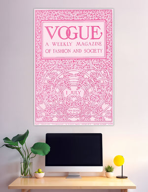 Pink vintage Vogue 1909 Art Nouveau magazine cover poster