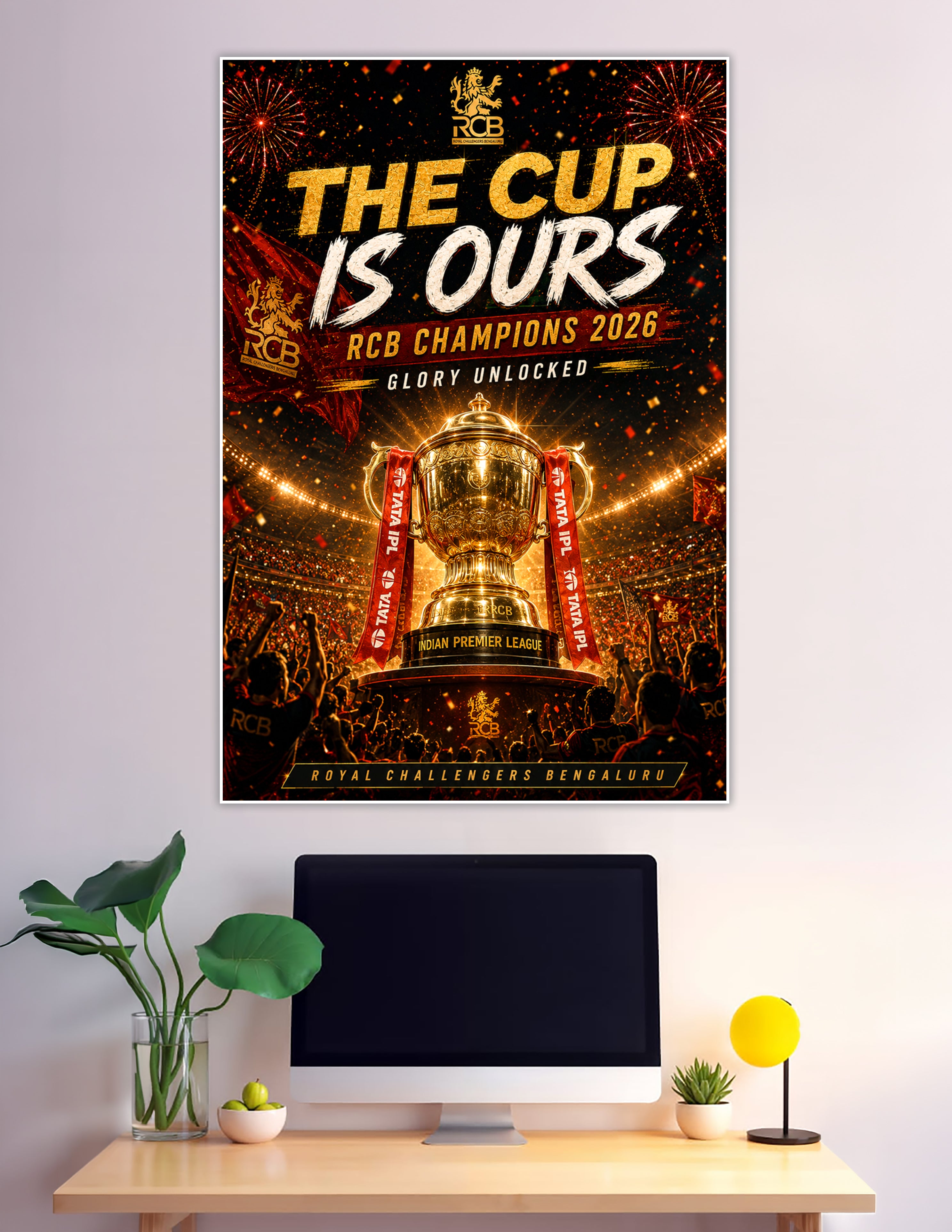 RCB IPL 2026 Champions trophy celebration poster