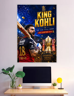 Virat Kohli RCB Champions 2026 IPL trophy poster