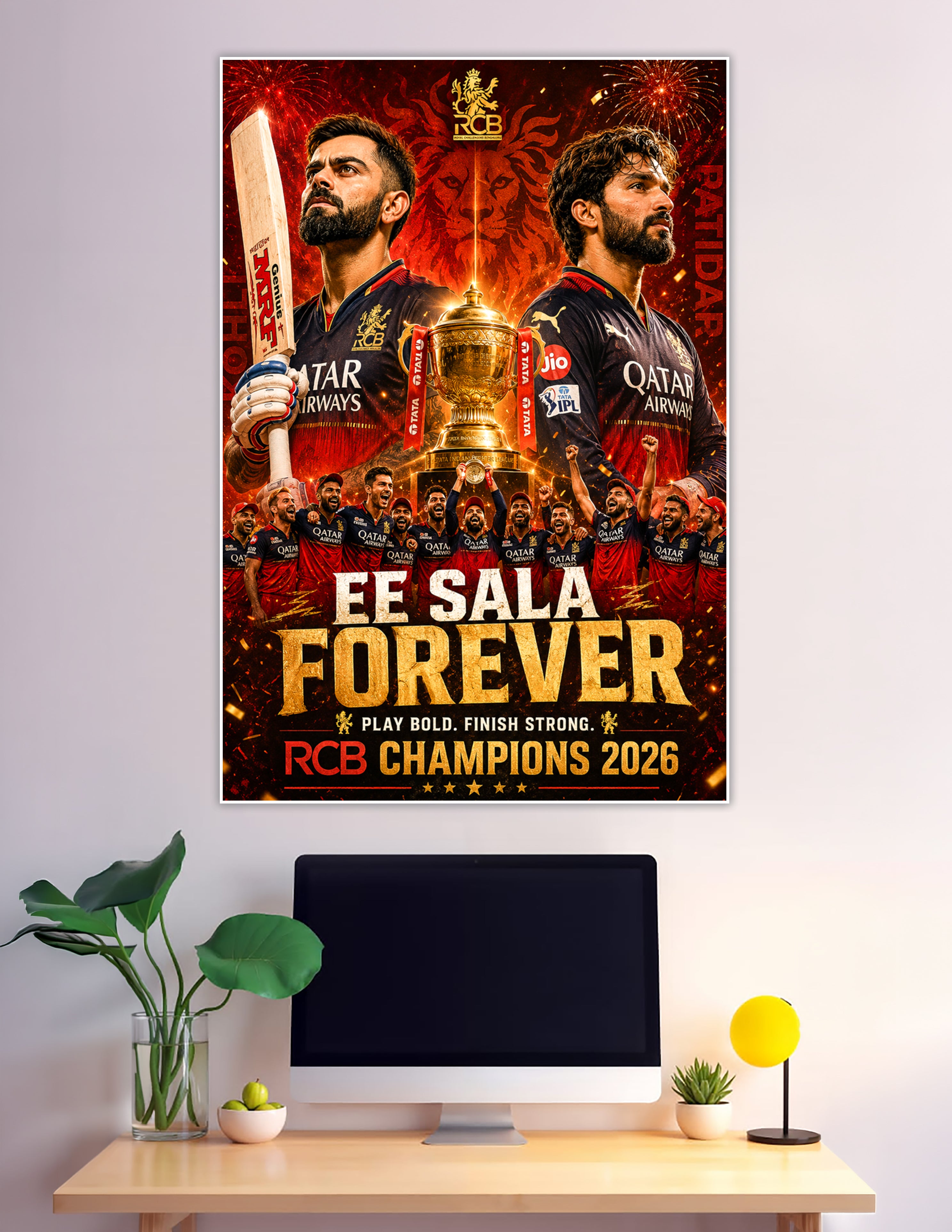 RCB IPL 2026 Champions Ee Sala Forever cricket poster