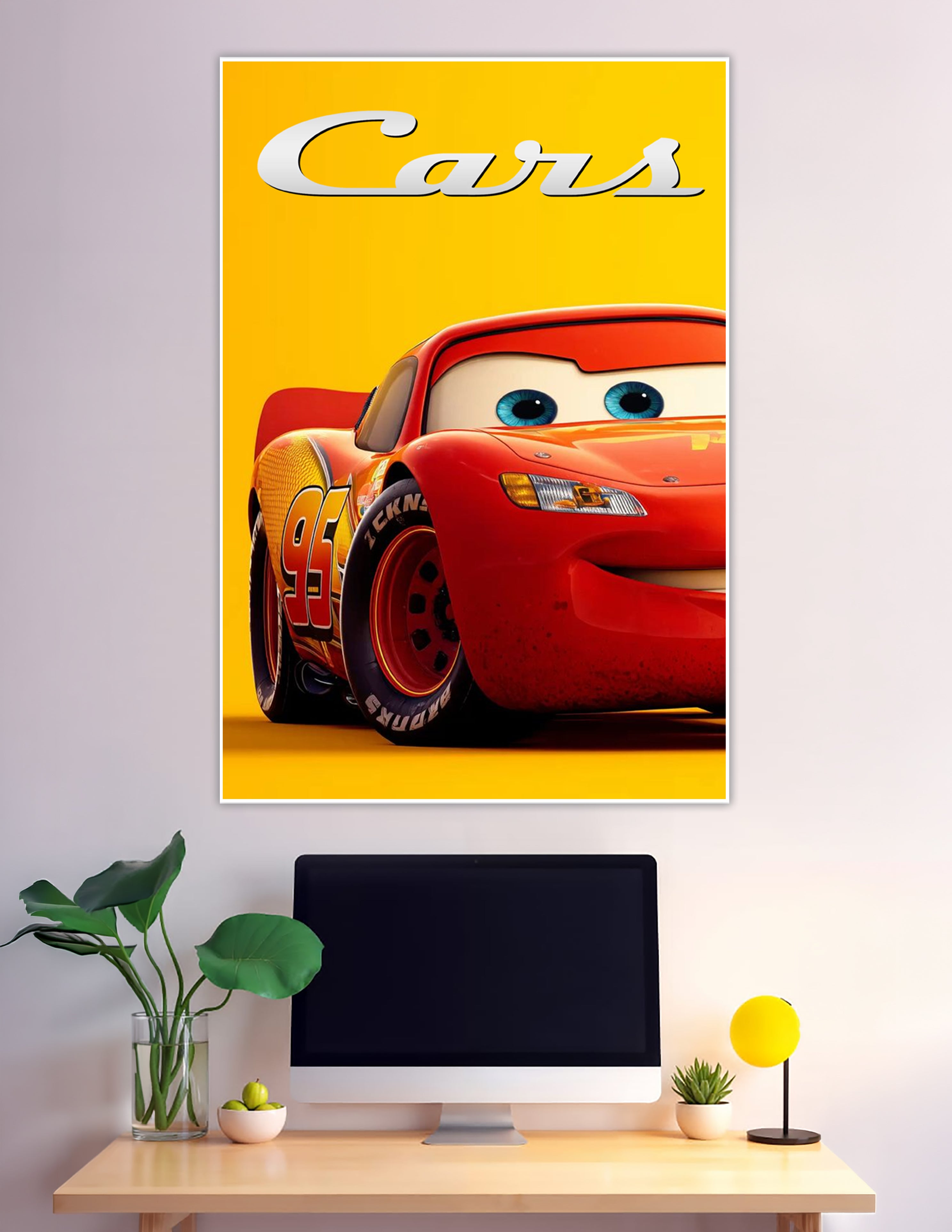 Disney Pixar Cars Lightning McQueen red racer yellow poster