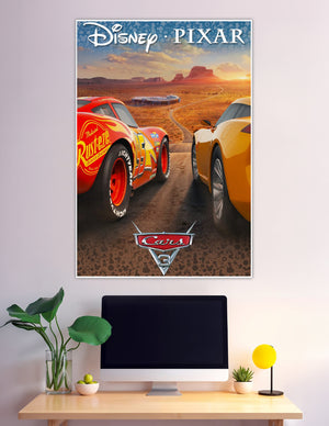 Disney Pixar Cars 3 poster with Lightning McQueen and Cruz Ramirez