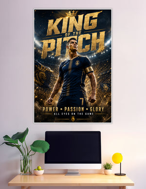 King of the Pitch gold crown football number 7 poster