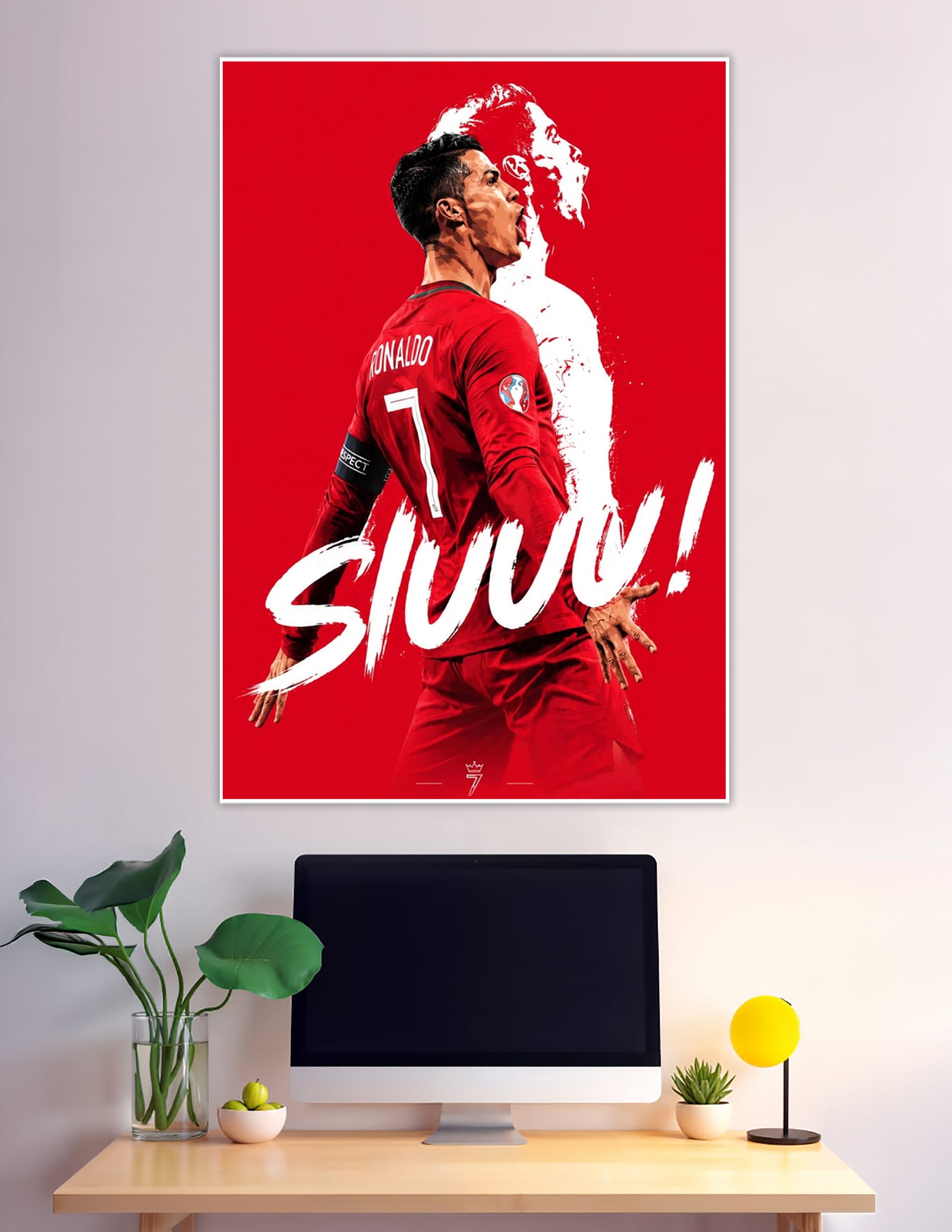 Ronaldo number 7 Portugal jersey Siuuu celebration poster