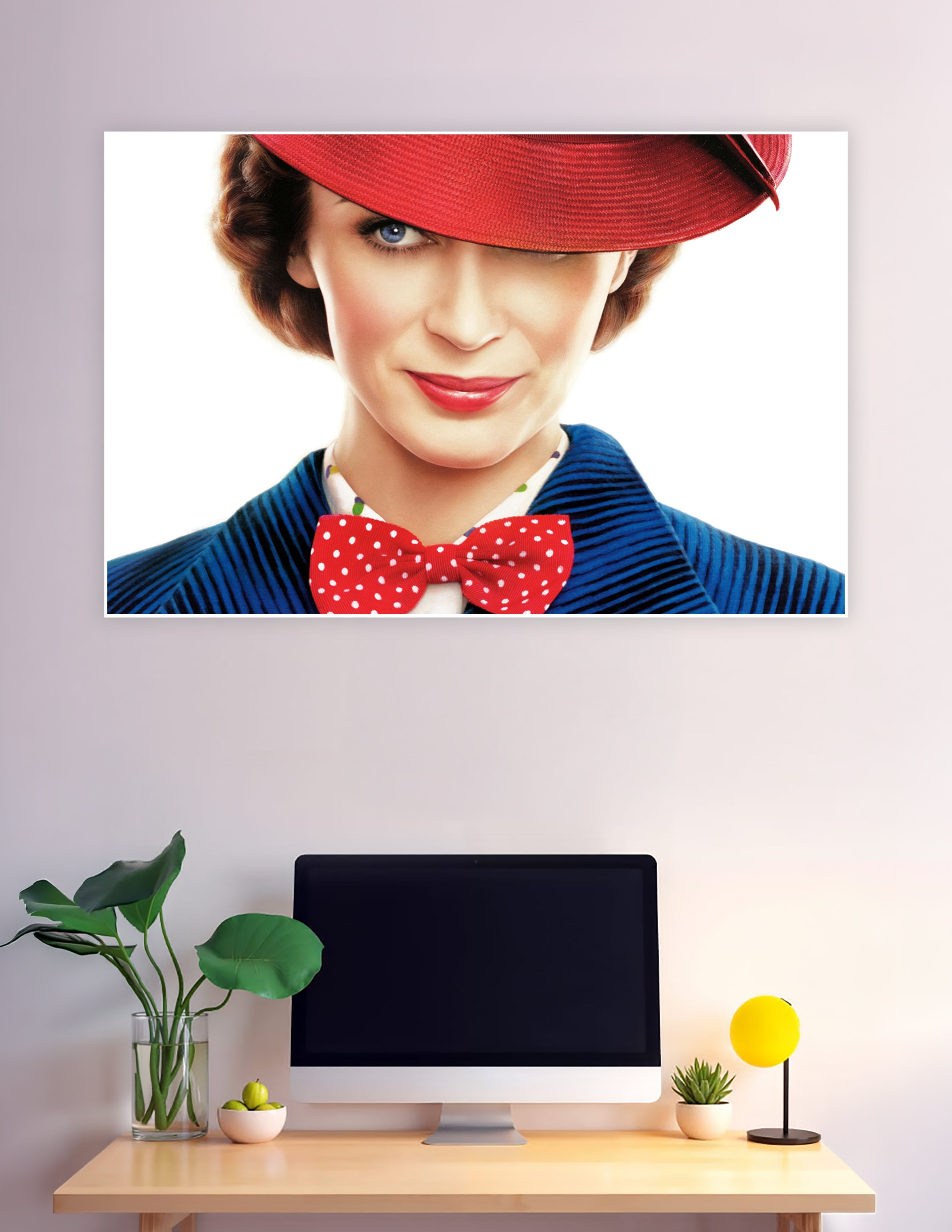 Mary Poppins portrait with red hat and polka dot bow