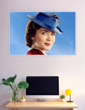 Mary Poppins Returns poster woman in blue hat smiling