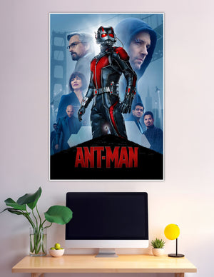 Ant-Man Marvel movie poster with full cast and red suit