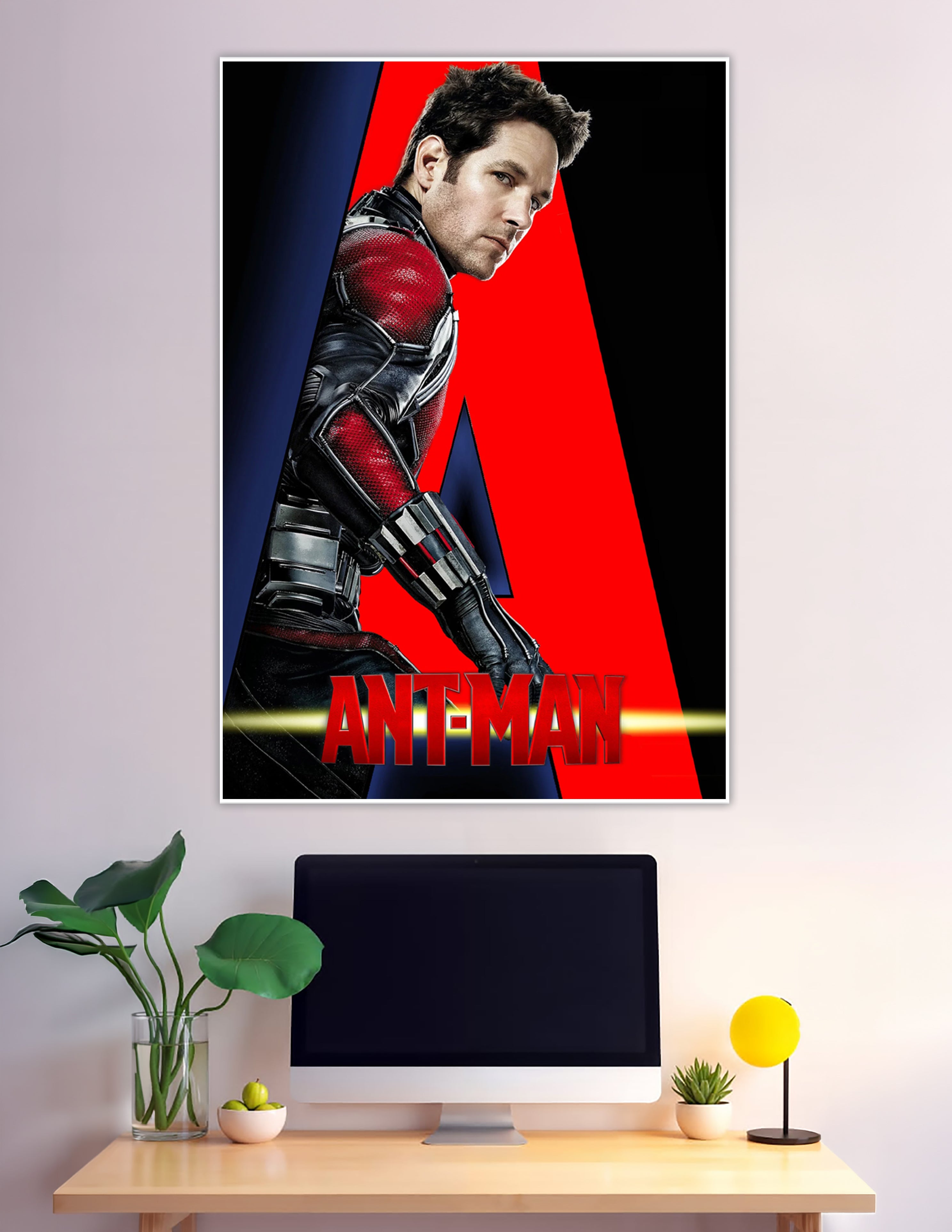 Ant-Man Marvel superhero poster red black suit design