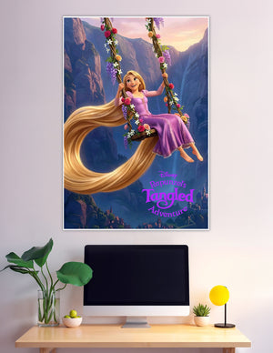 Rapunzel swinging on floral vine Disney Tangled Adventure poster