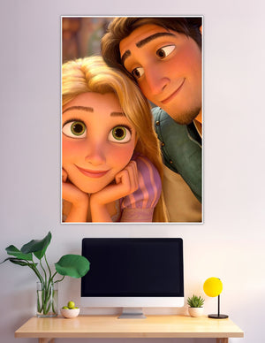 Rapunzel and Flynn Rider smiling close-up Tangled poster