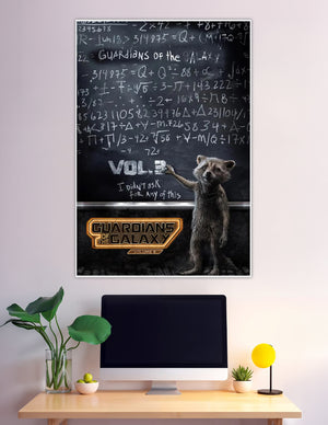 Rocket Raccoon at chalkboard Guardians of the Galaxy Vol 3 poster