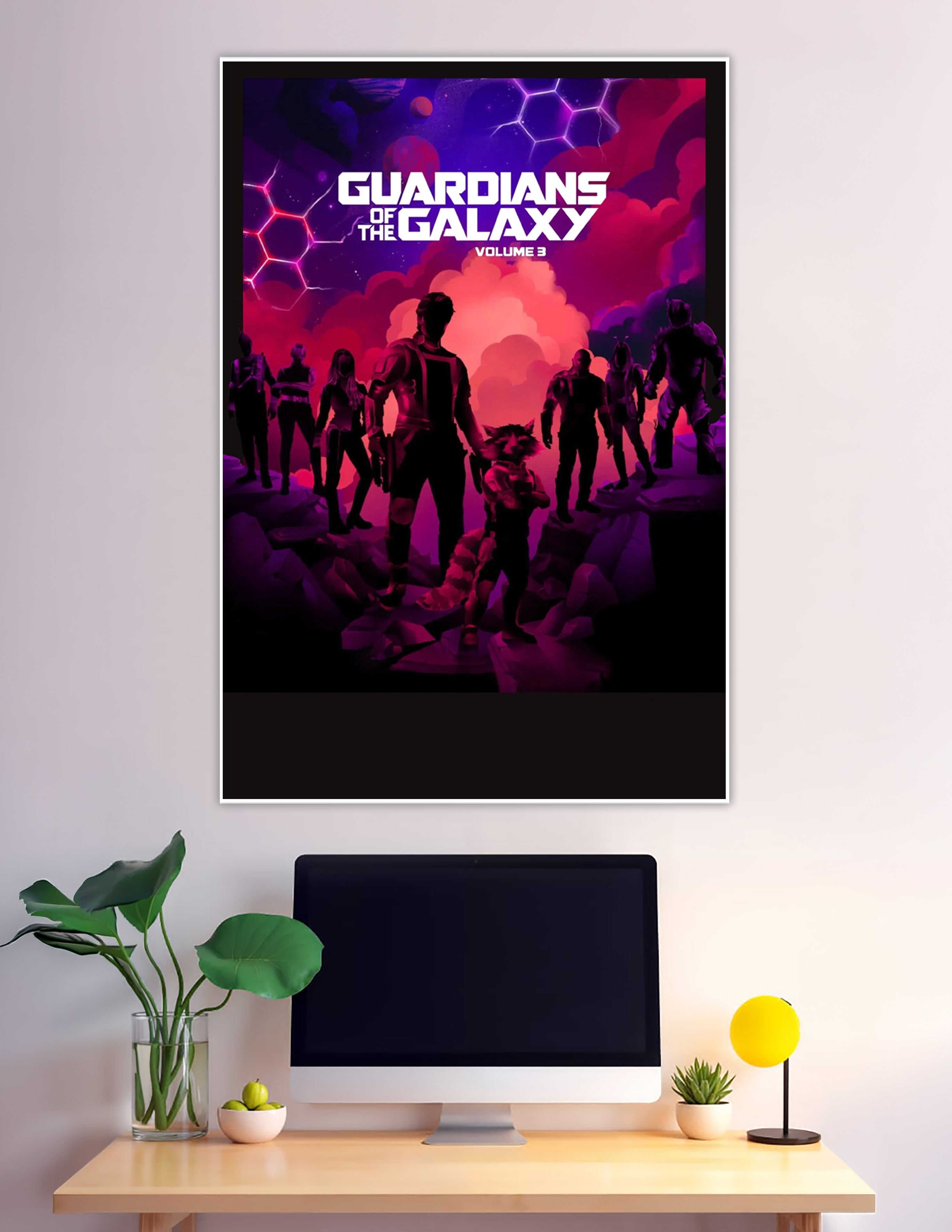 Guardians of the Galaxy Vol 3 team silhouette cosmic poster