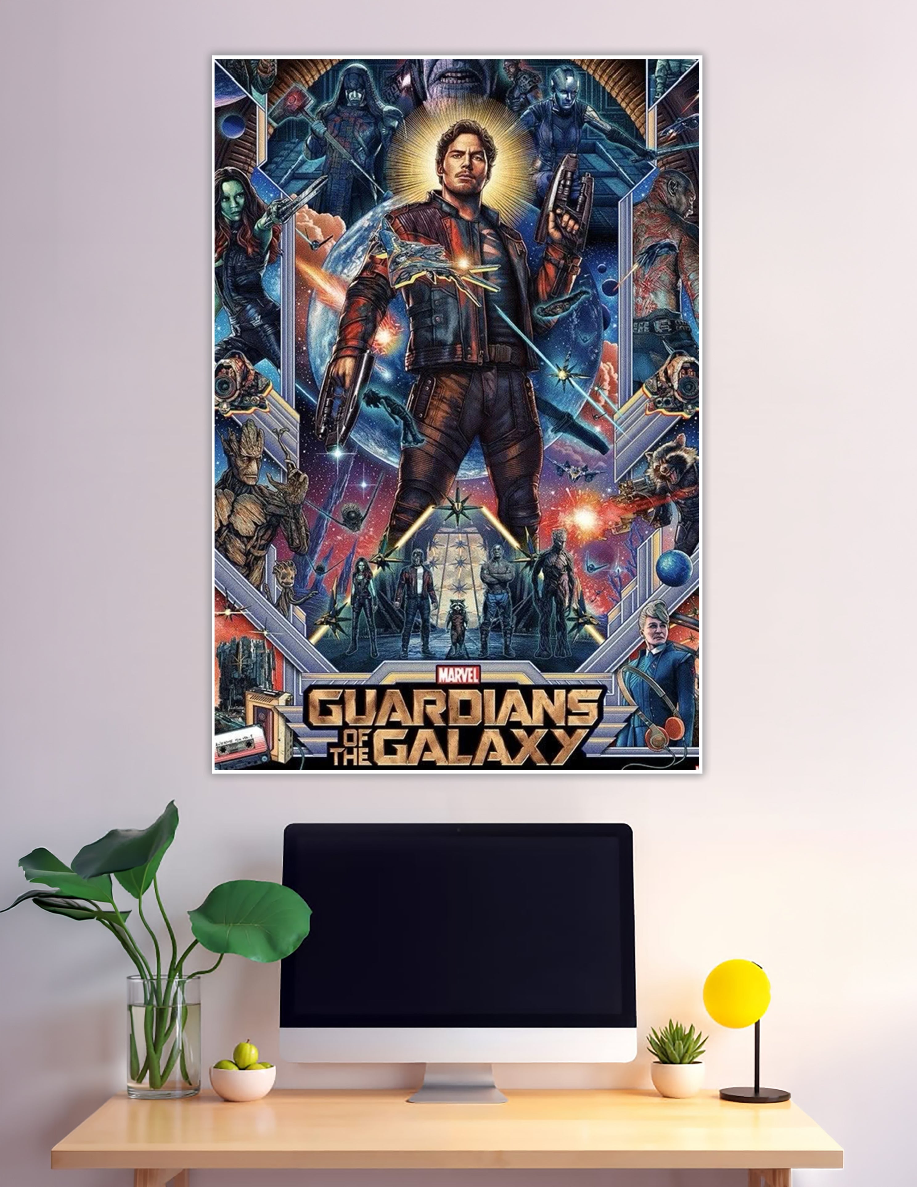 Marvel Guardians of the Galaxy illustrated poster featuring Star-Lord