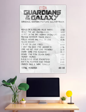 Guardians of the Galaxy original soundtrack tracklist receipt poster