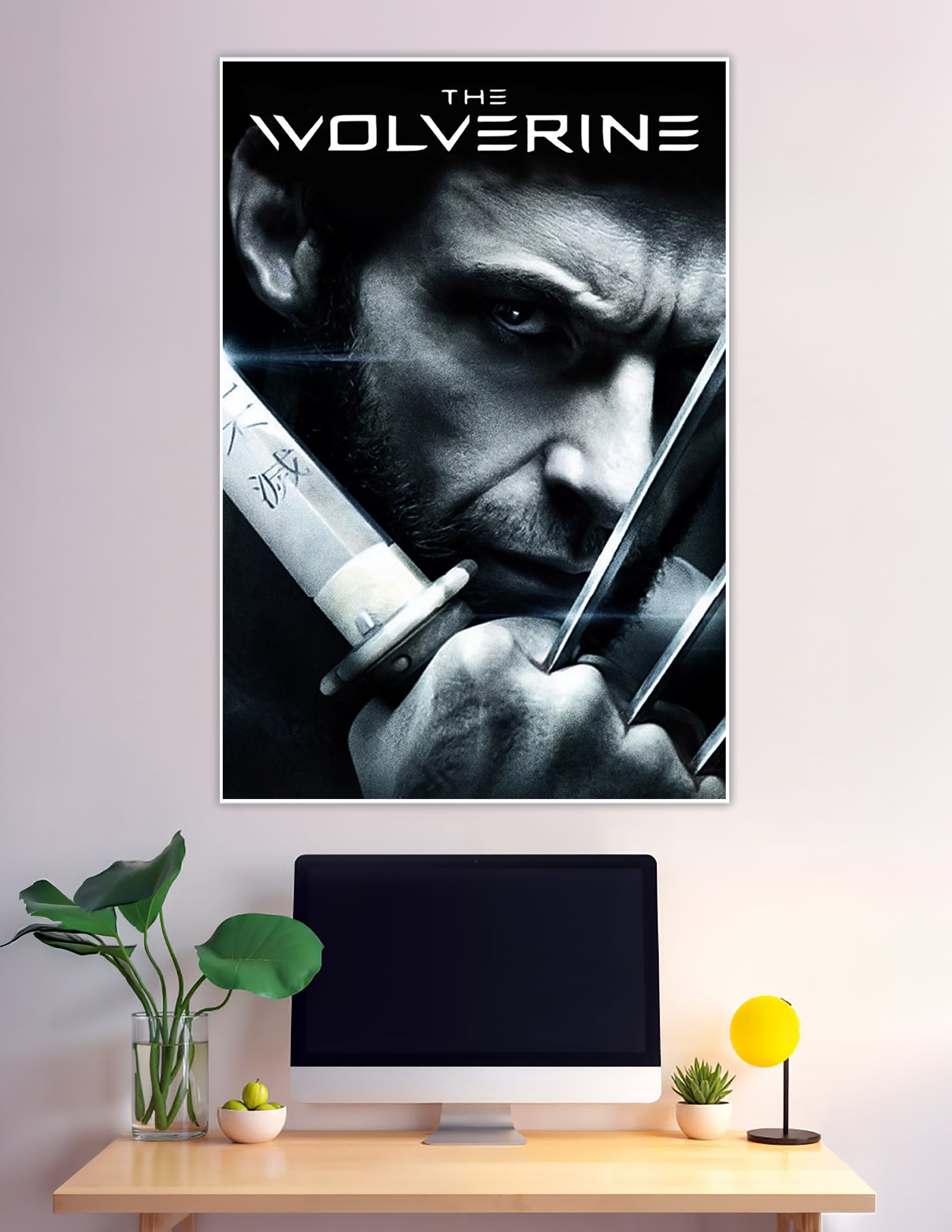 The Wolverine black and white movie poster with claws