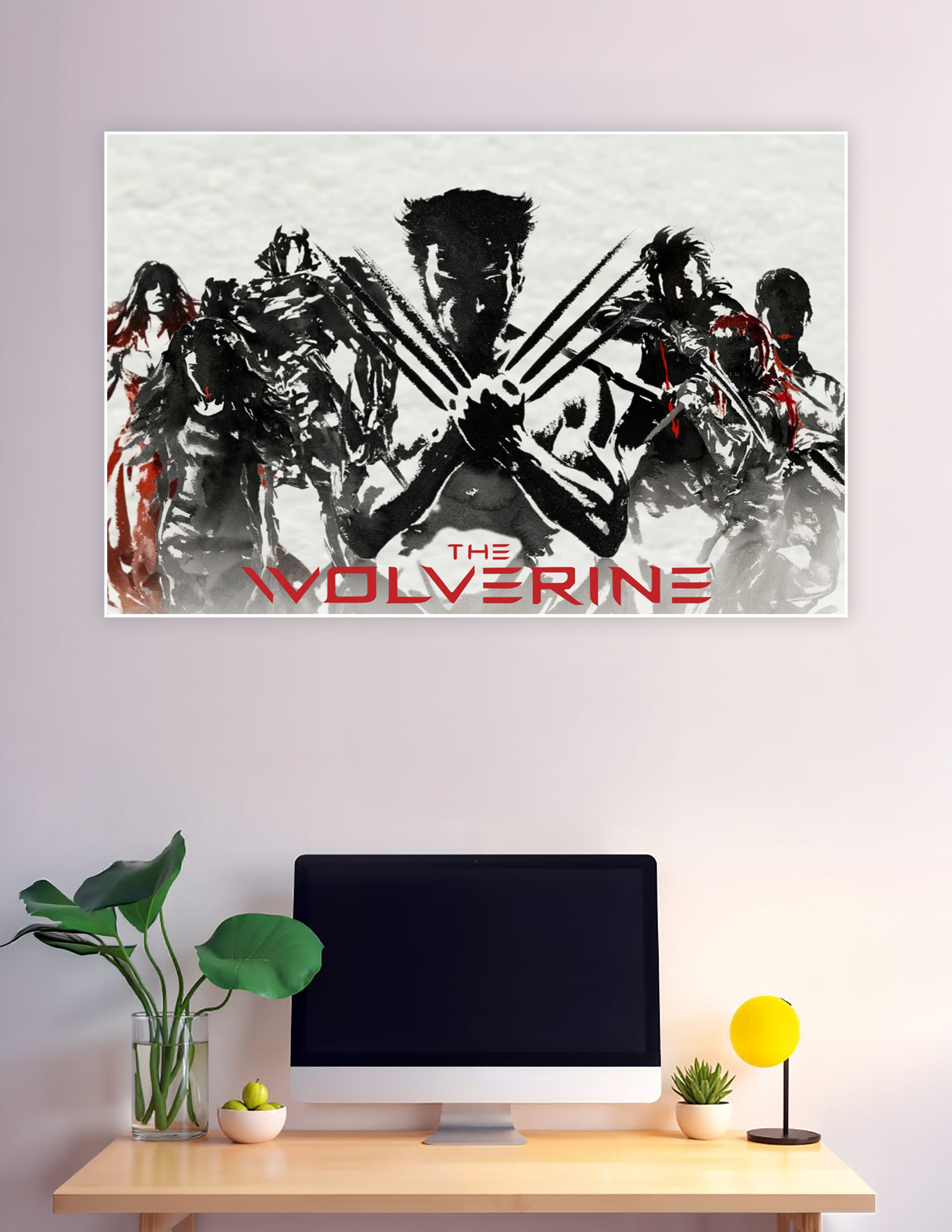 The Wolverine ink art poster with adamantium claws crossed