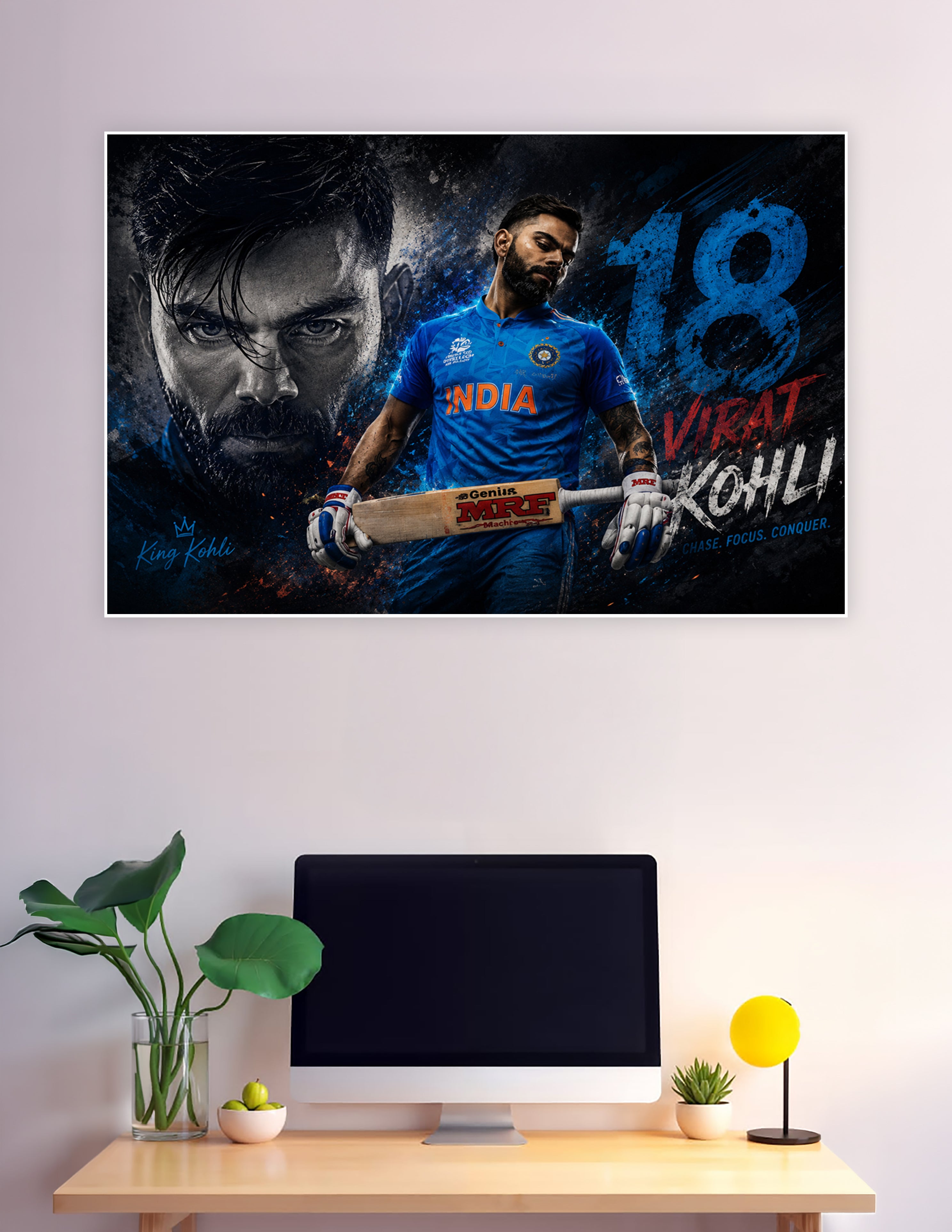 Virat Kohli Team India number 18 cricket poster