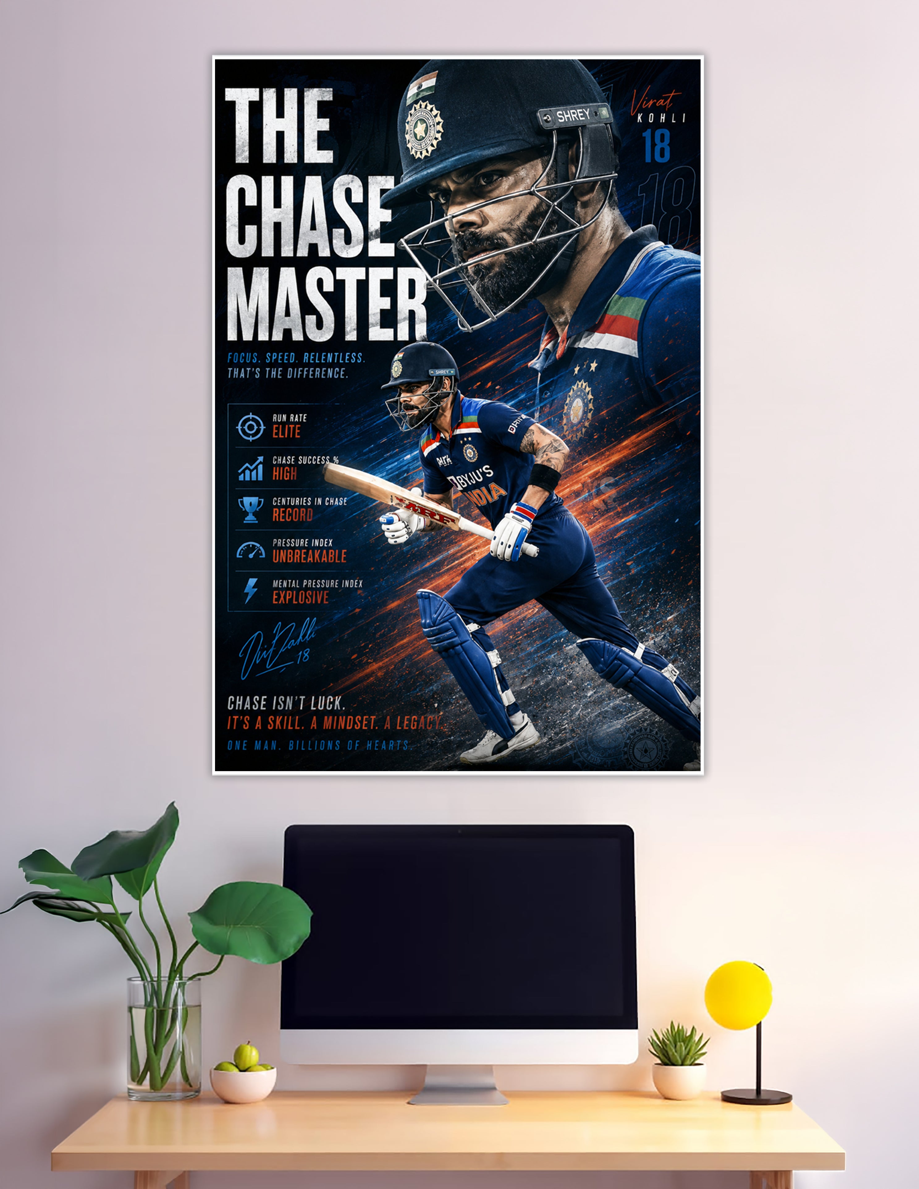 Virat Kohli Chase Master India cricket number 18 poster