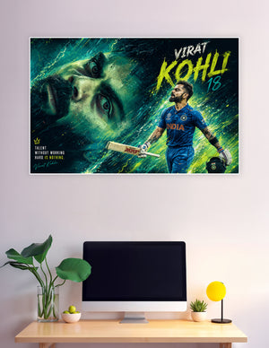 Virat Kohli India cricket poster with motivational quote