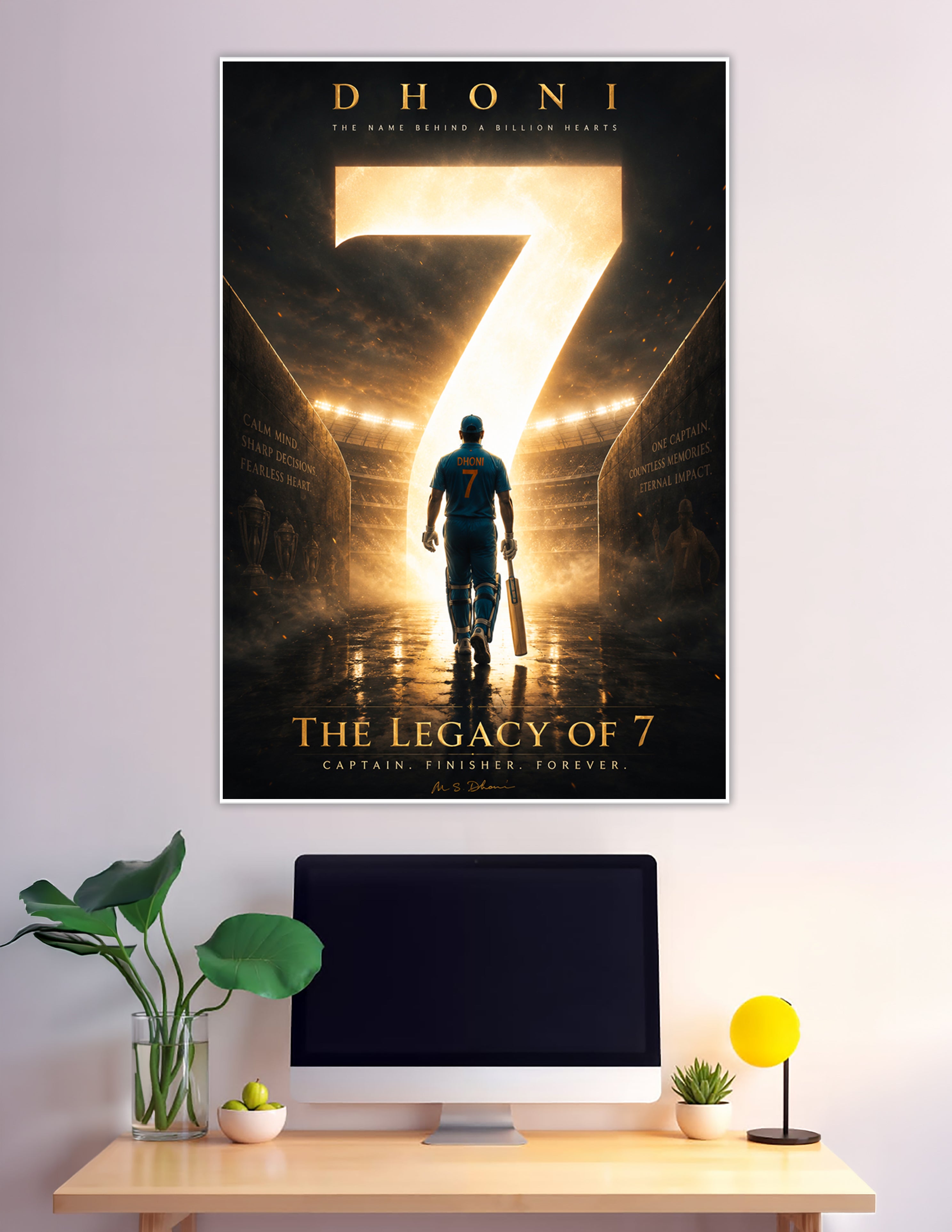 MS Dhoni number 7 cricket legend tribute poster