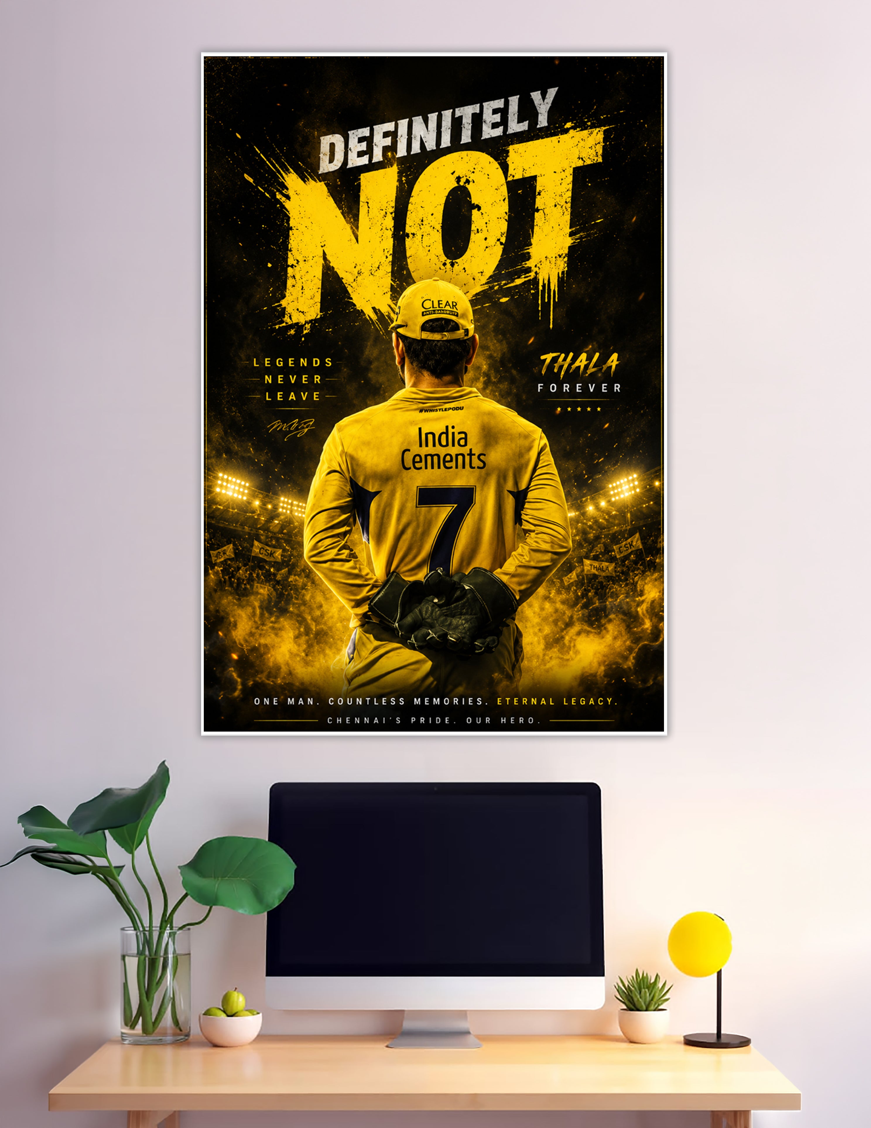 MS Dhoni CSK jersey number 7 Thala Forever poster