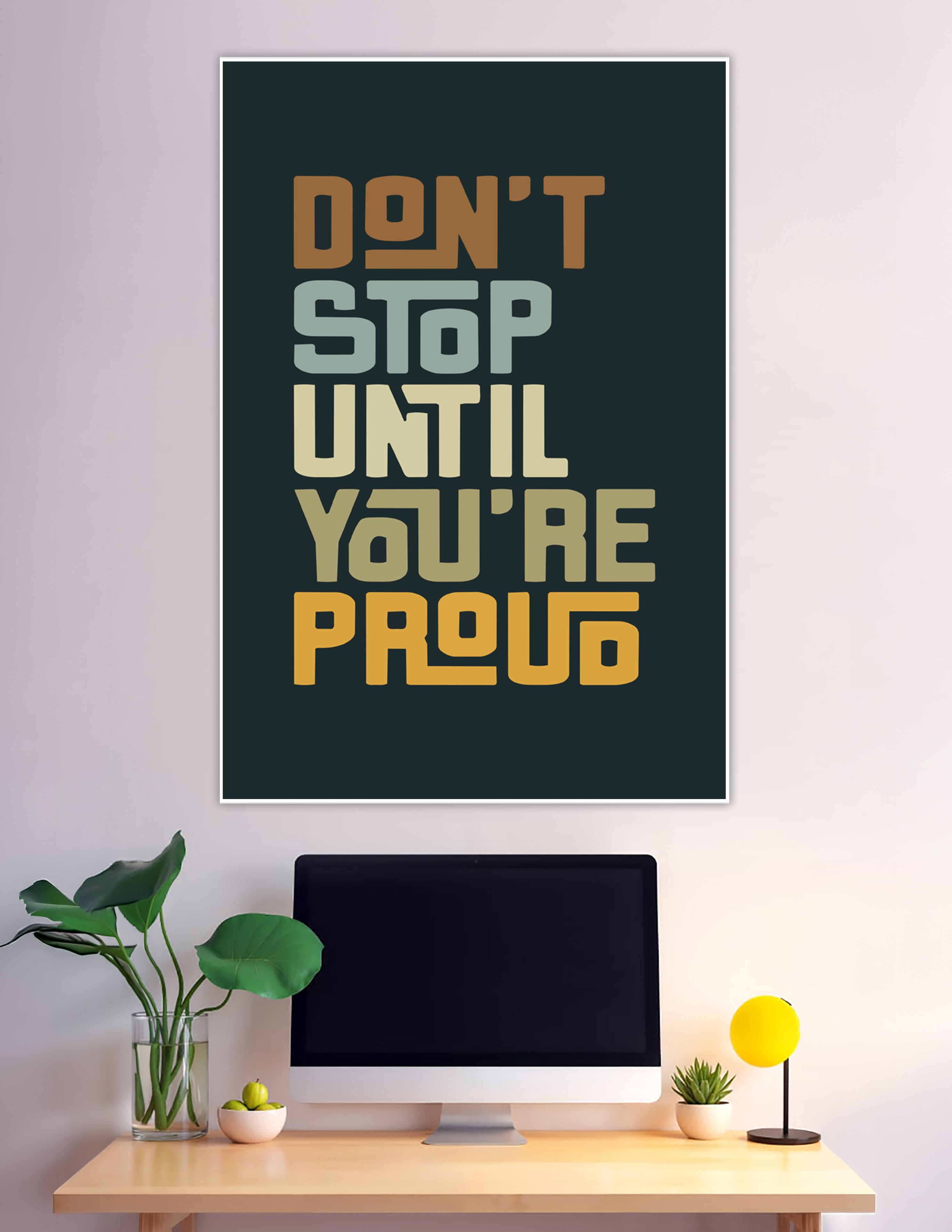Bold retro typography motivational poster on dark teal background