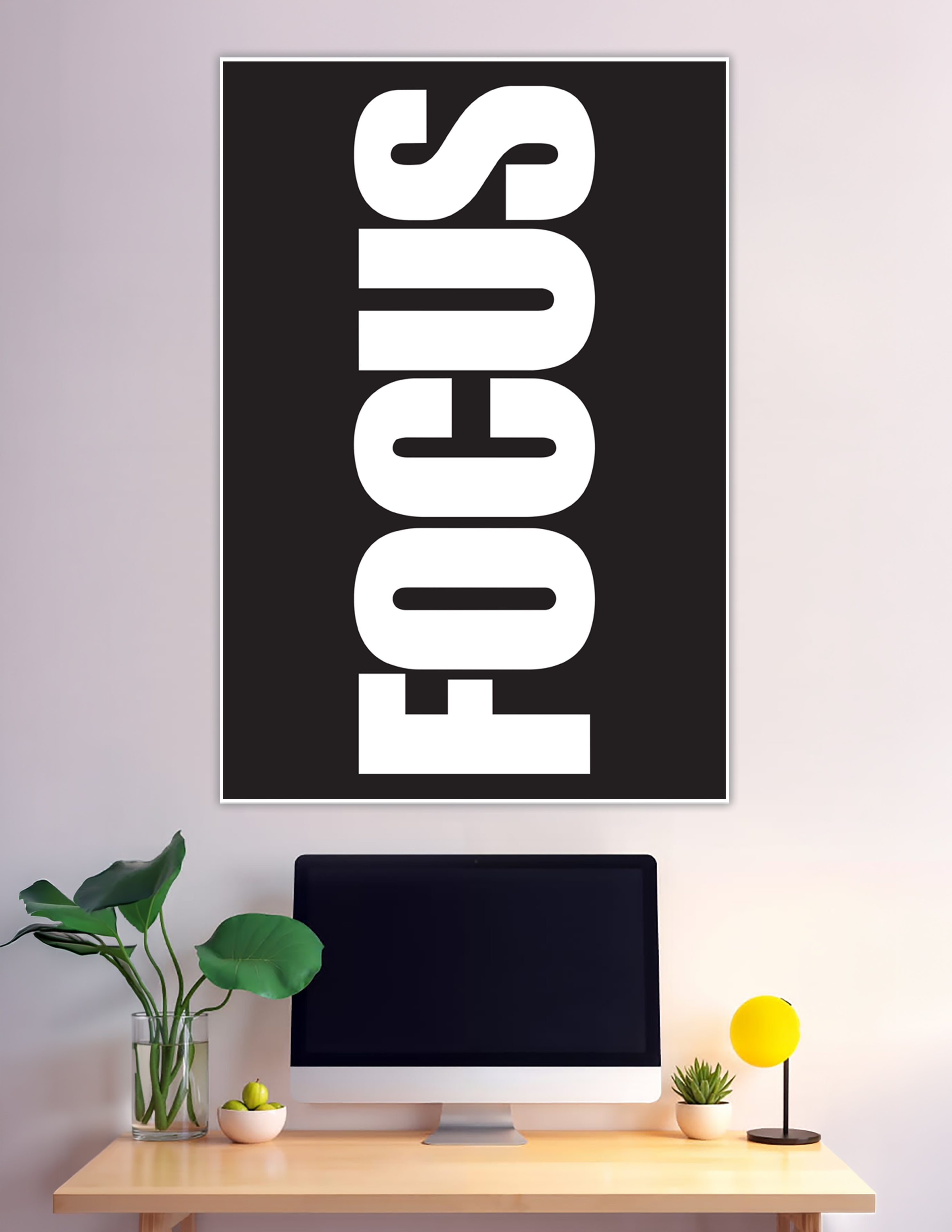 Bold white FOCUS text on black background motivational poster
