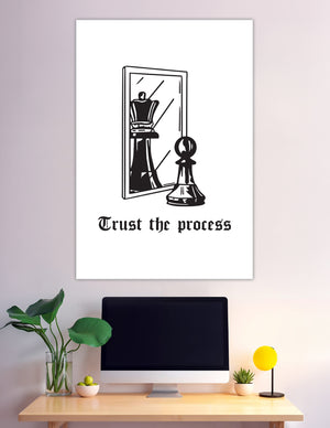 Chess pawn reflecting as king in mirror motivational poster