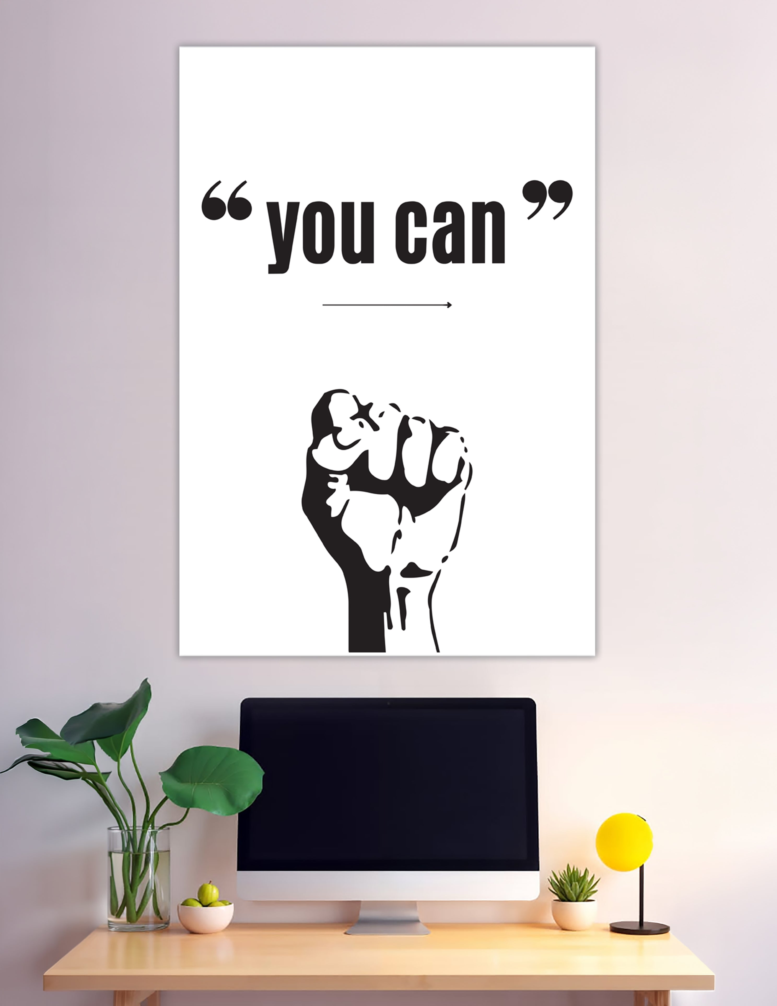 Black and white you can motivational raised fist poster