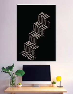 3D isometric motivational focus quote poster on black