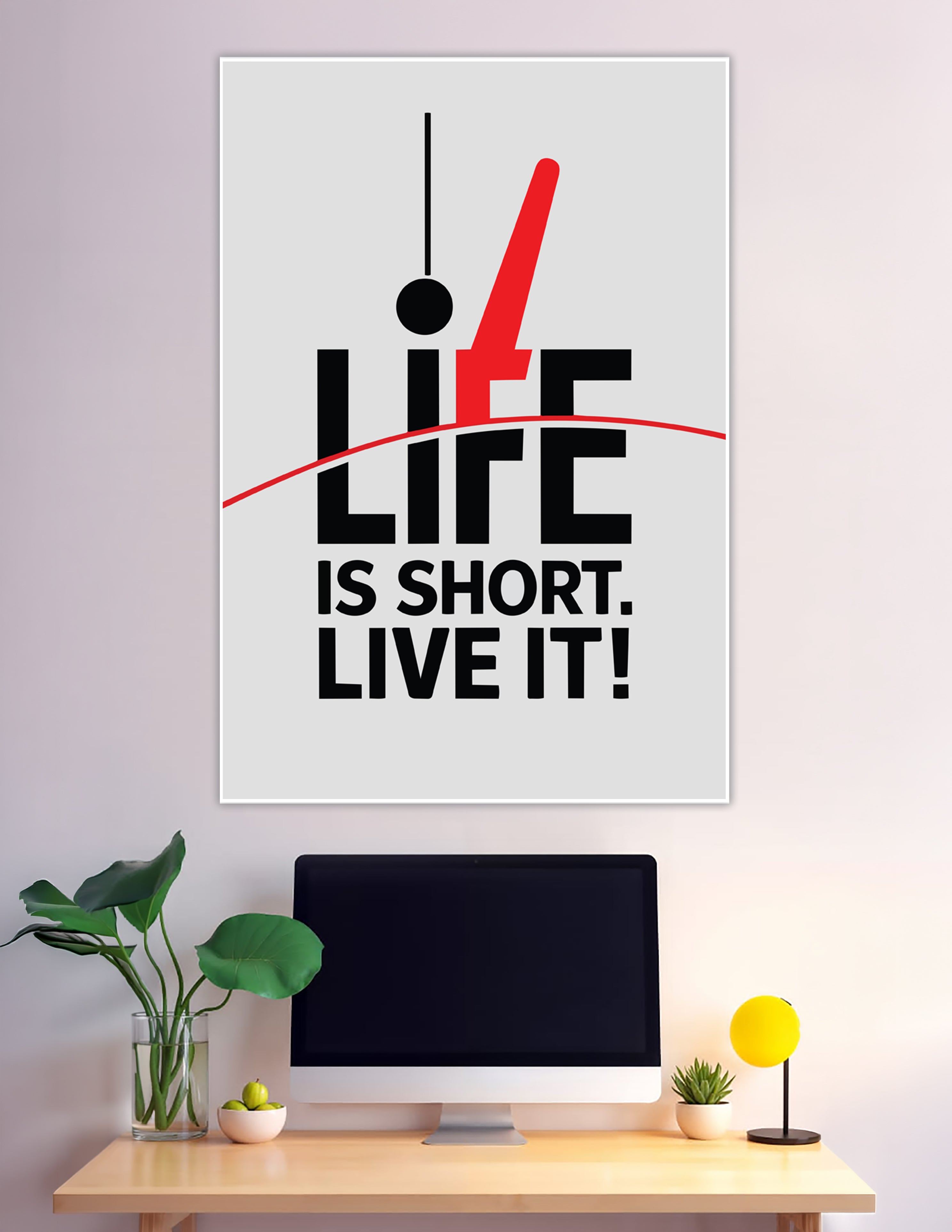 Bold black and red Life Is Short Live It typography poster