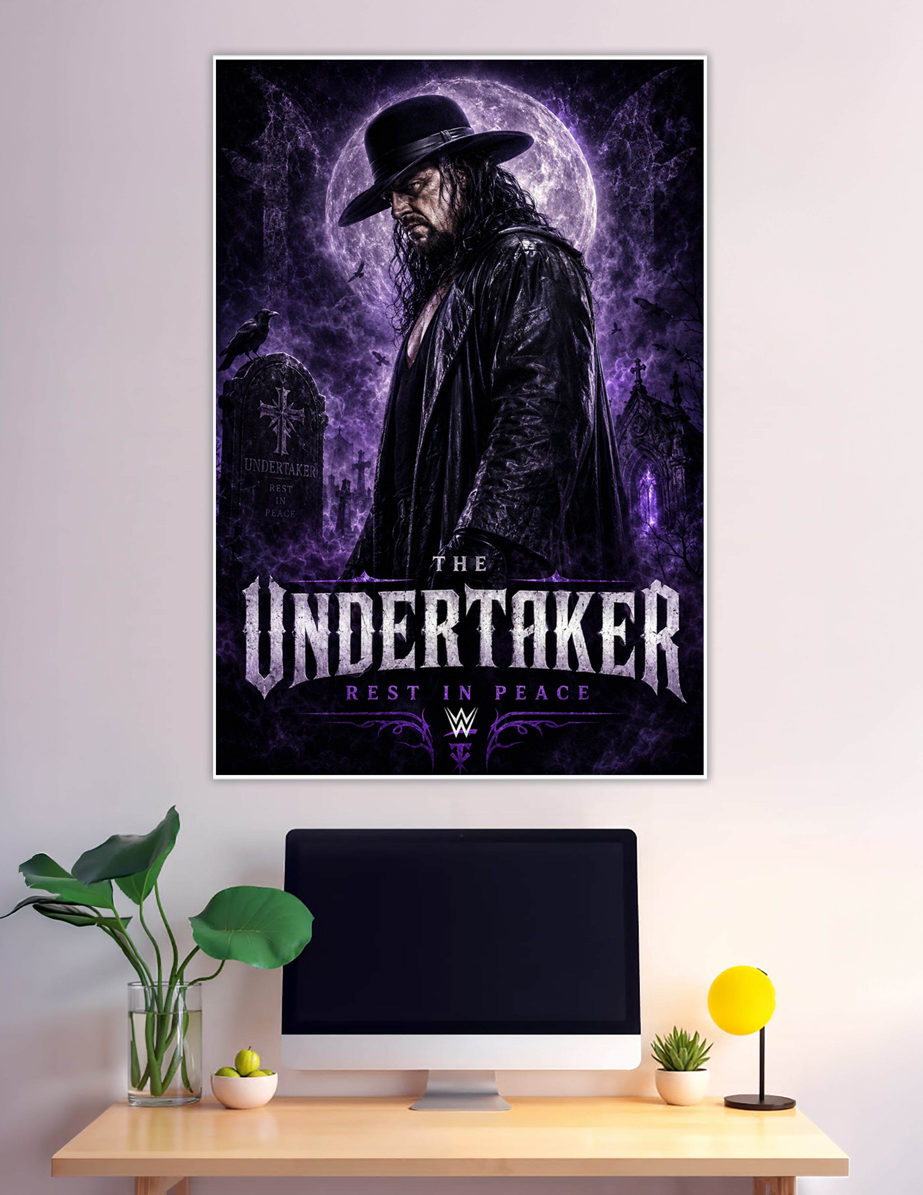 WWE Undertaker Rest In Peace gothic graveyard purple poster