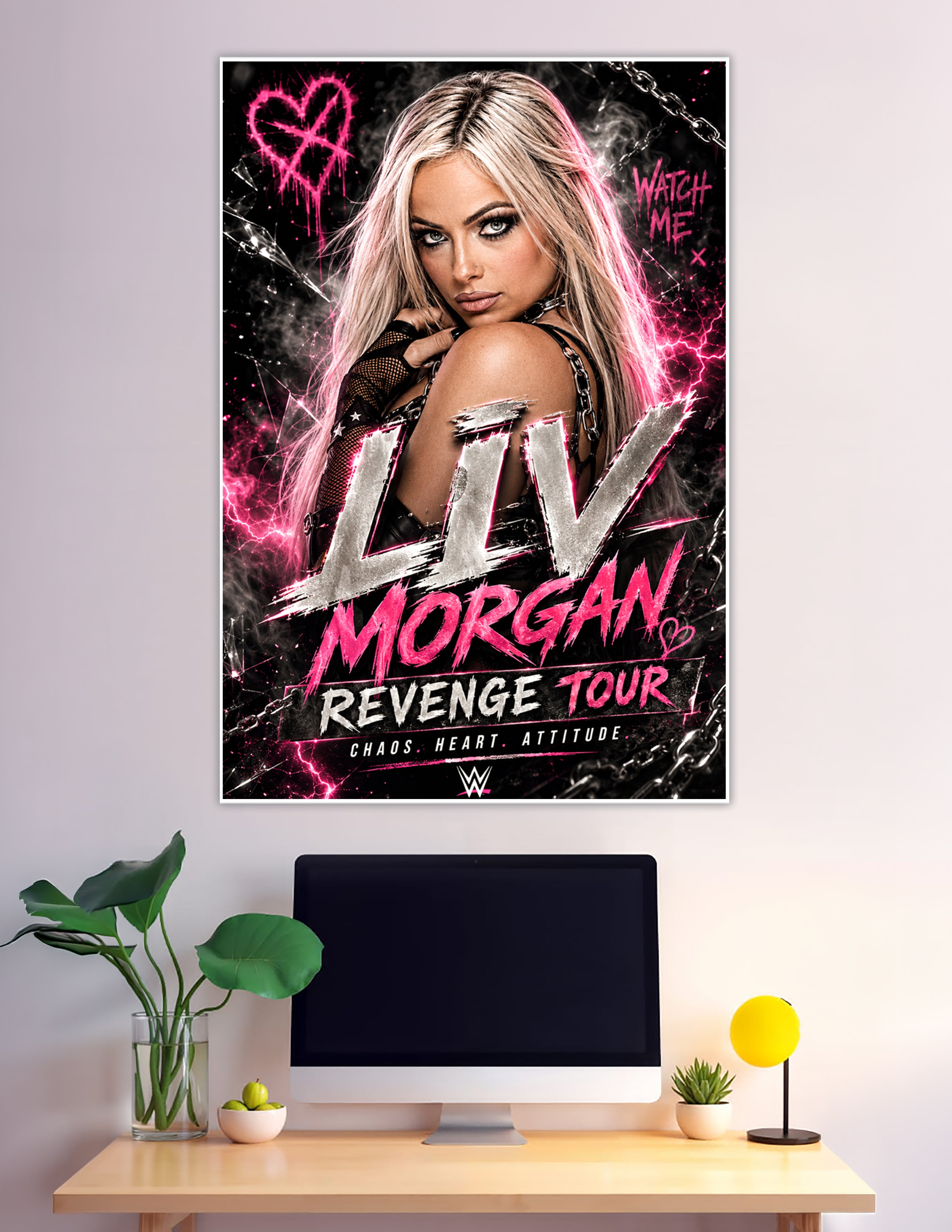 Liv Morgan WWE Revenge Tour poster with pink lightning