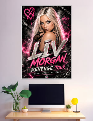 Liv Morgan WWE Revenge Tour poster with pink lightning