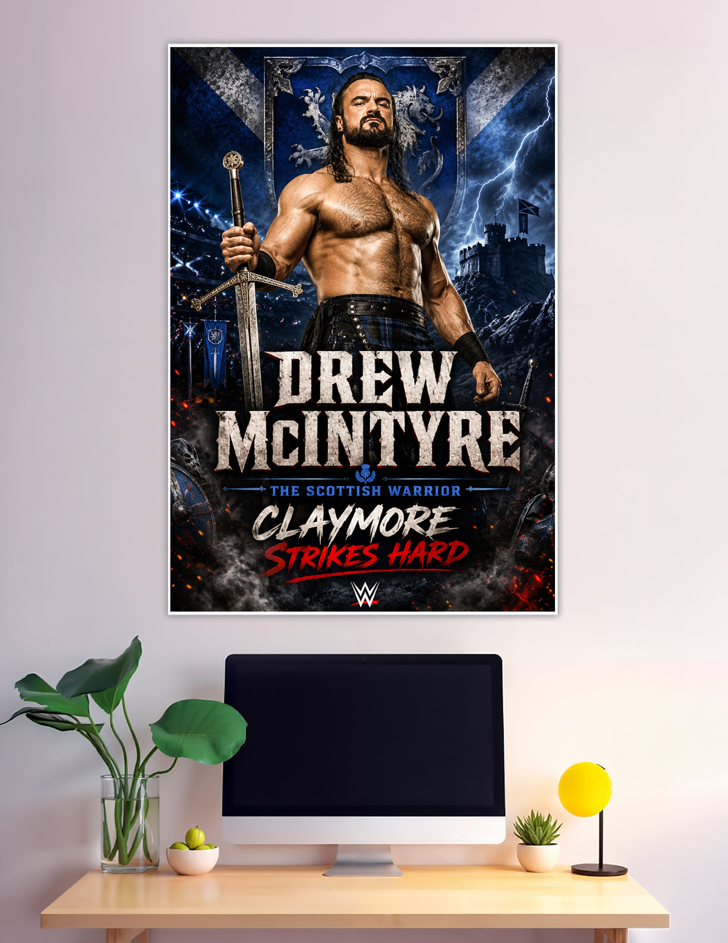 Drew McIntyre Scottish Warrior WWE Claymore Strikes Hard poster