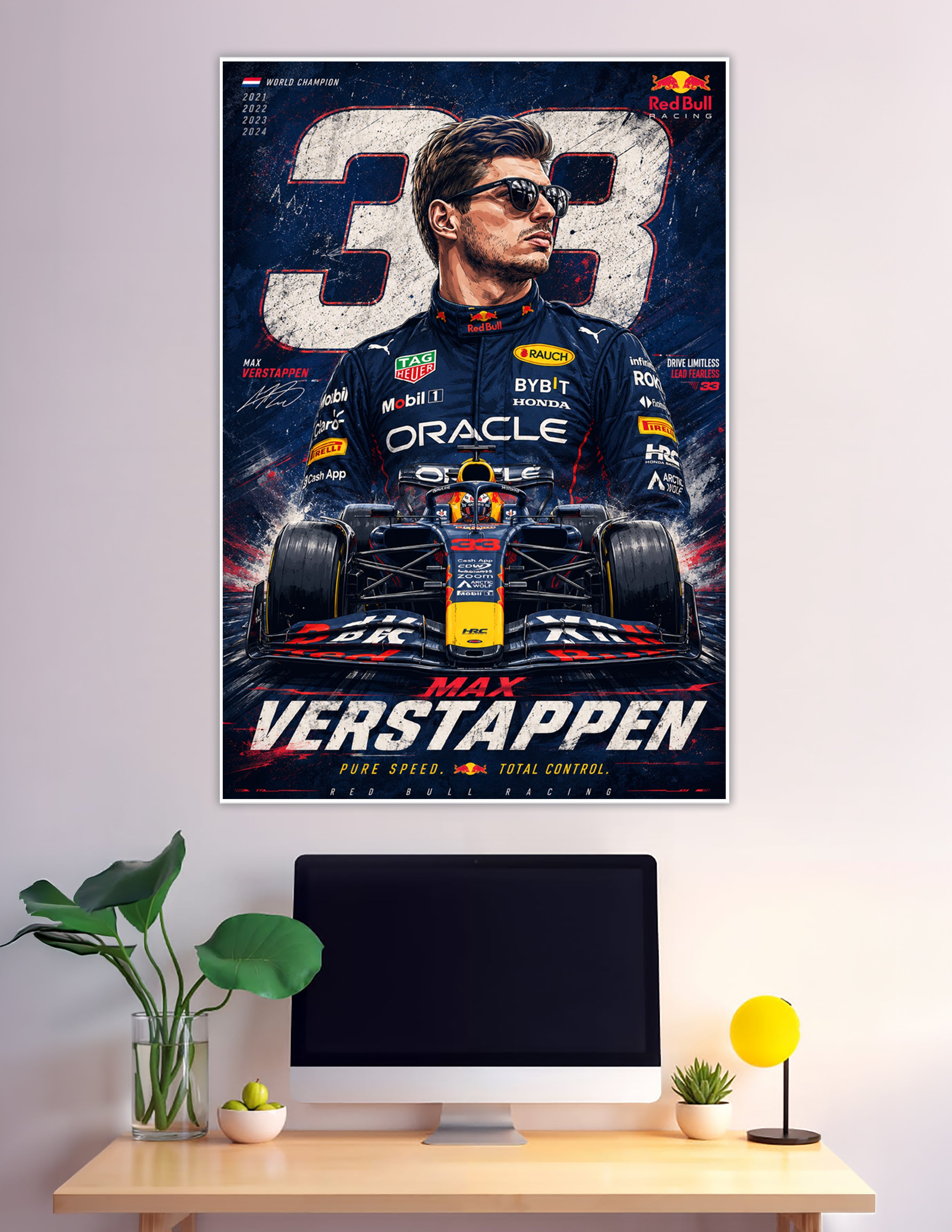 Max Verstappen Red Bull Racing F1 four-time world champion poster