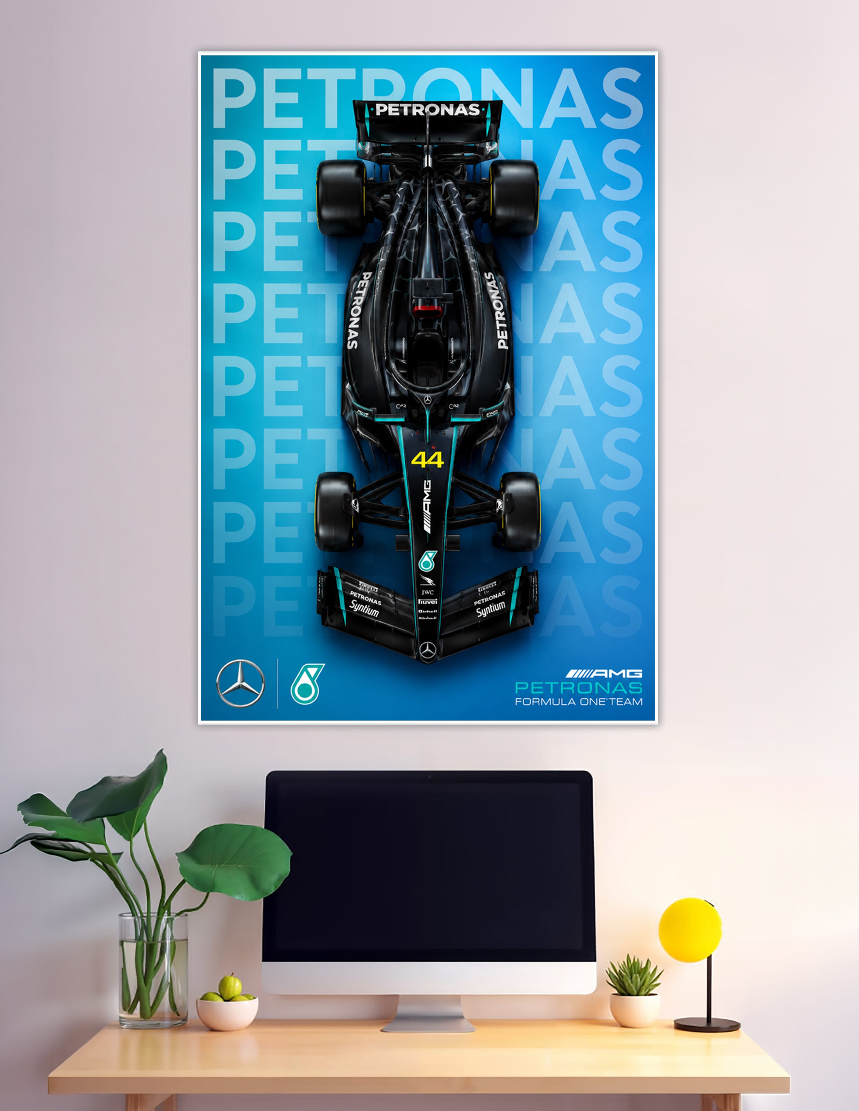 Top-down view Mercedes AMG Petronas F1 car number 44